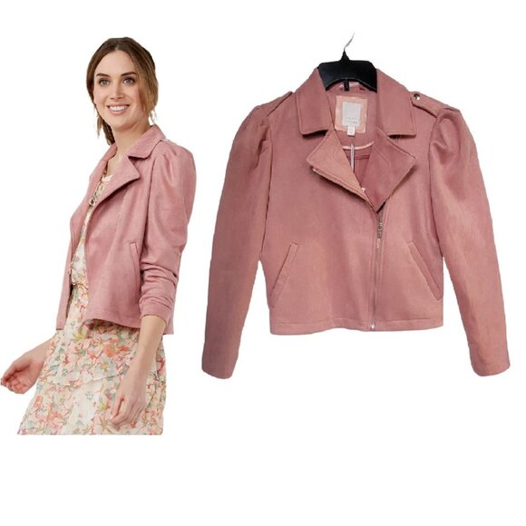 LC Lauren Conrad Jackets & Blazers - 🤩Women’s Moto Jacket Top Size XS LC Lauren Conrad Dusty Pink Coral New🤩